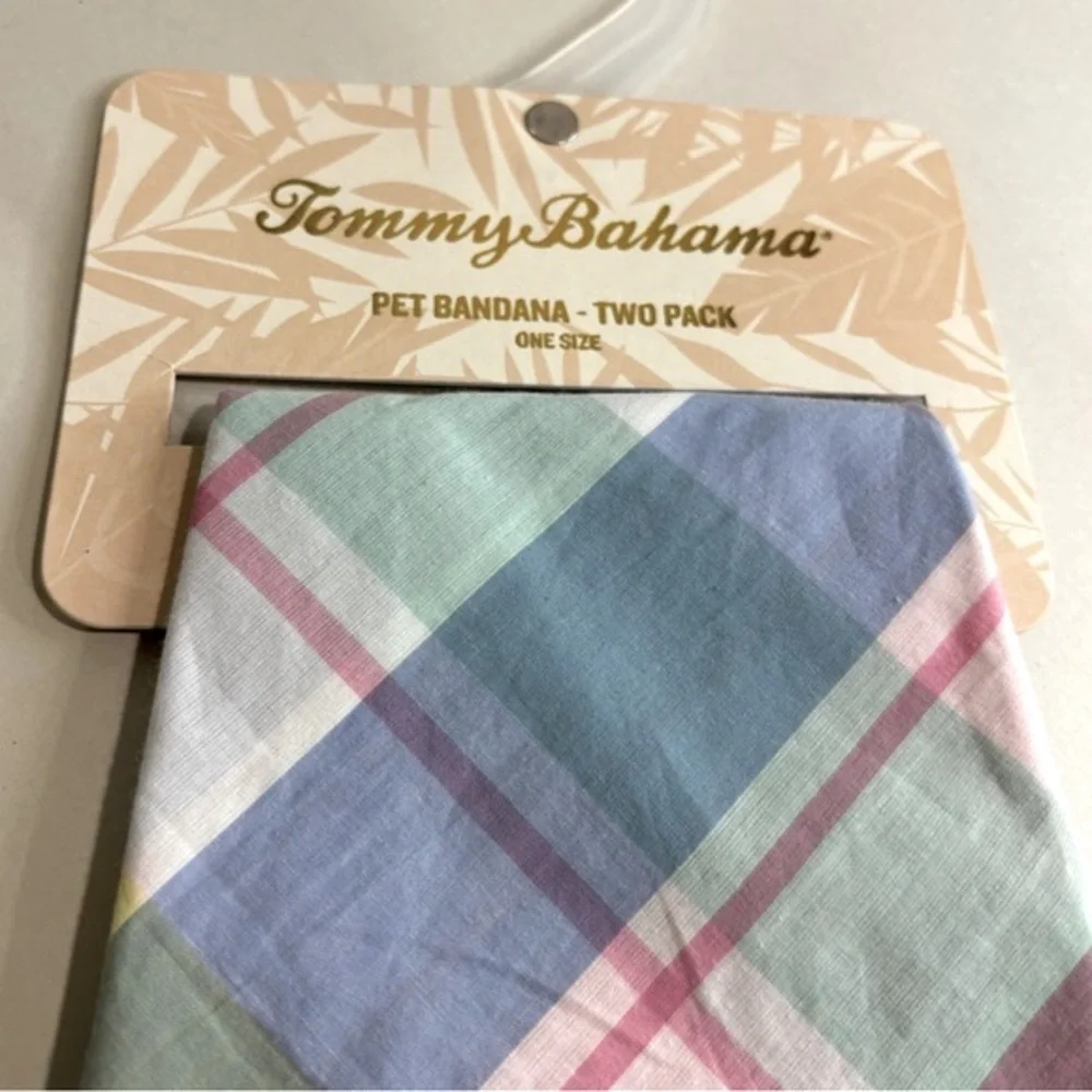 Tommy Bahama Plaid Pet Bandana Set of 2 NWT